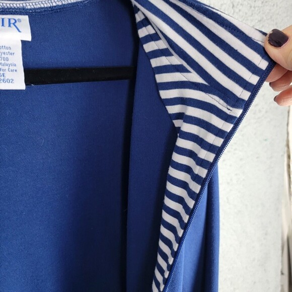 Blair Women's Jacket Sz L Blue Full Zip Pockets White Stripe Contrast - Picture 8 of 15